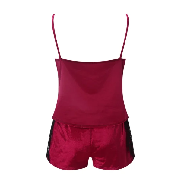 Women’s Sexy Velvet Lace Pajama Set - Image 3